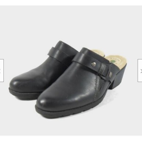 Earth Origins Andria Welltek System Faux Leather Black Slides Clogs Mules Sz 10 - Picture 3 of 5